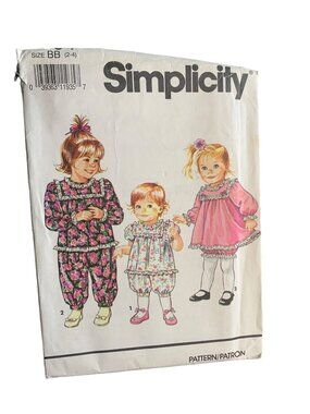 Simplicity Girls Romper Dress Size 2 3 4 7594 Uncut 1990s